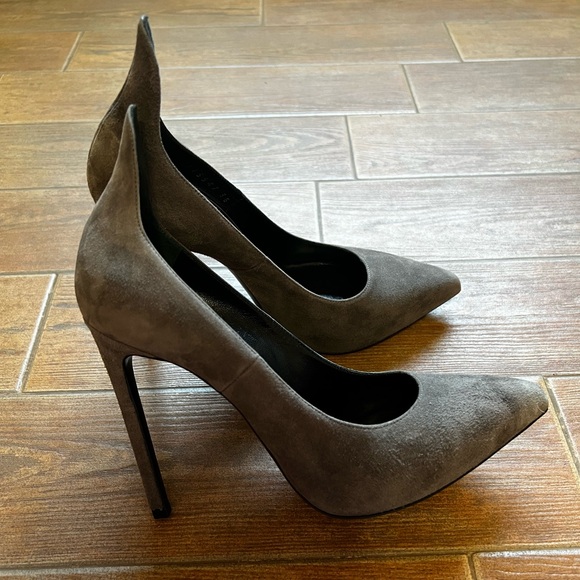Saint Laurent Grey Suede Pumps - Picture 1 of 6